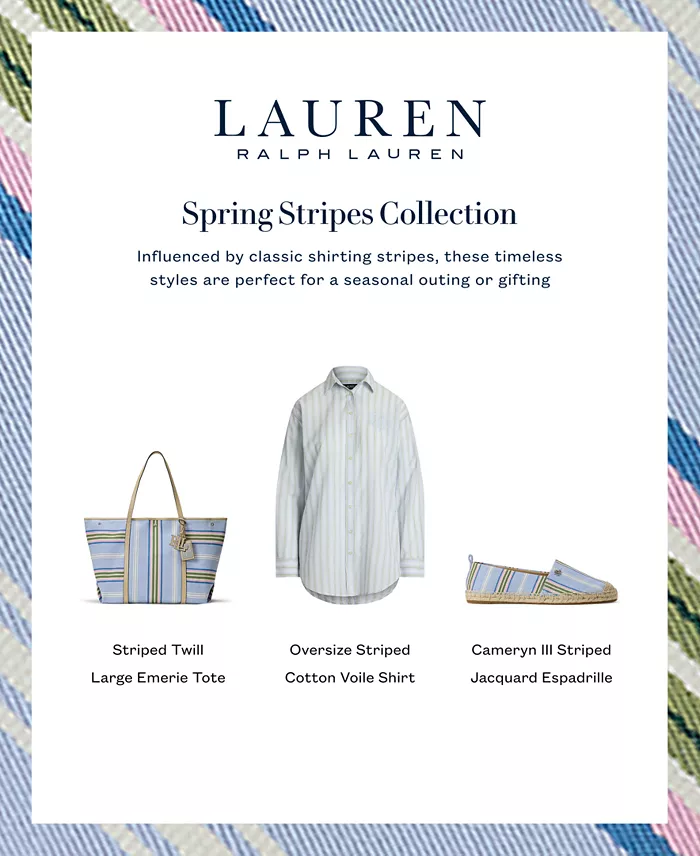 Lauren Ralph Lauren Women's Oversize Striped Cotton Broadcloth Shirt Women's Fashion Shoes & Accessories