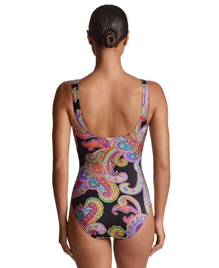 Lauren Ralph Lauren Women's Paisley-Print Ruched One-Piece Swimsuit Women's Fashion Shoes & Accessories