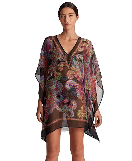 Lauren Ralph Lauren Women's Parder Poncho Swim Cover-Up Women's Fashion Shoes & Accessories