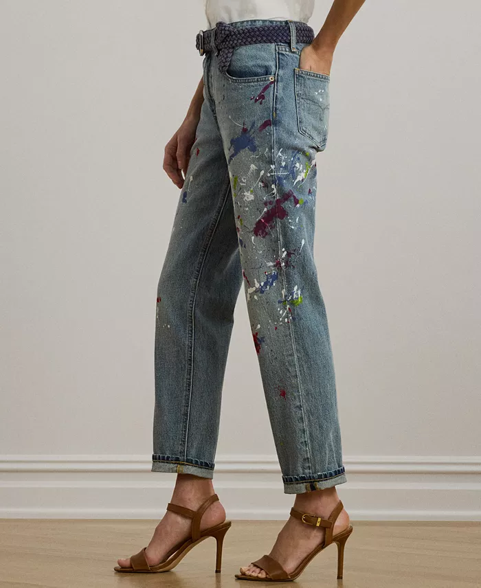 Lauren Ralph Lauren Women's Print Boyfriend Tapered Ankle Jeans Women's Fashion Shoes & Accessories