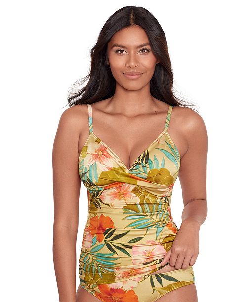 Lauren Ralph Lauren Women's Printed Surplice Tankini Top Women's Fashion Shoes & Accessories