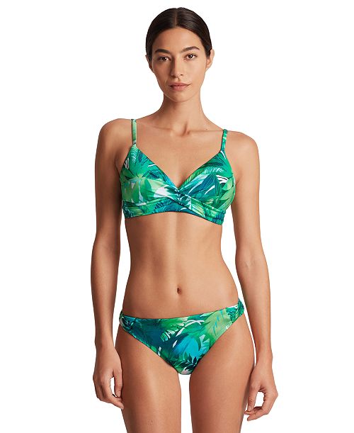 Lauren Ralph Lauren Women's Printed Twist-Front Bikini Top & Twisted Side-Tab Bottoms Women's Fashion Shoes & Accessories