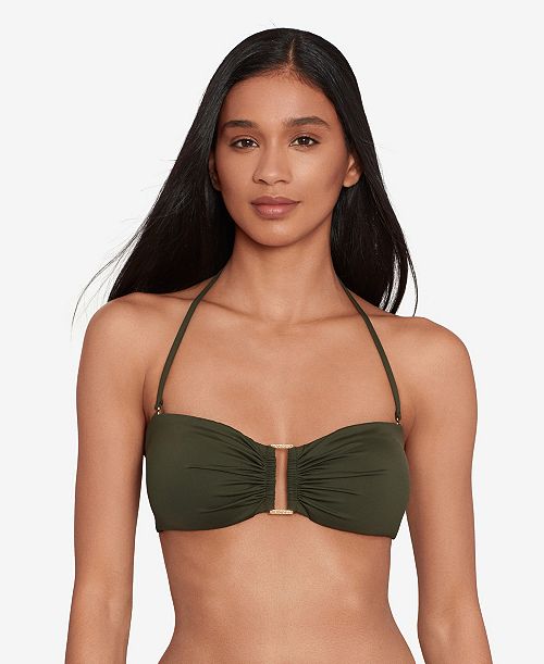 Lauren Ralph Lauren Women's Ring Bandeau Bra Swim Top Women's Fashion Shoes & Accessories
