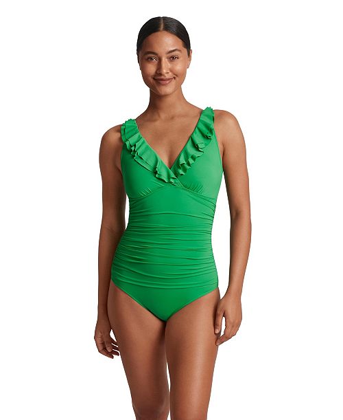 Lauren Ralph Lauren Women's Ruffle One Piece Swimsuit Women's Fashion Shoes & Accessories