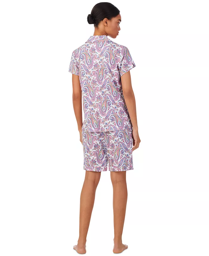 Lauren Ralph Lauren Women's Short-Sleeve Bermuda Pajama Set Women's Fashion Shoes & Accessories