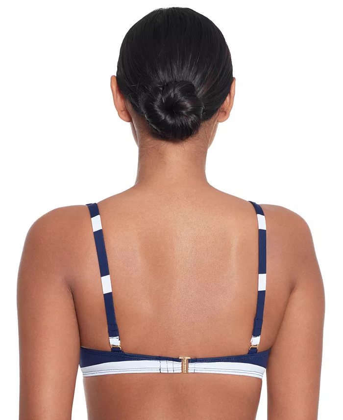 Lauren Ralph Lauren Women's Striped O-Ring Bikini Top Women's Fashion Shoes & Accessories