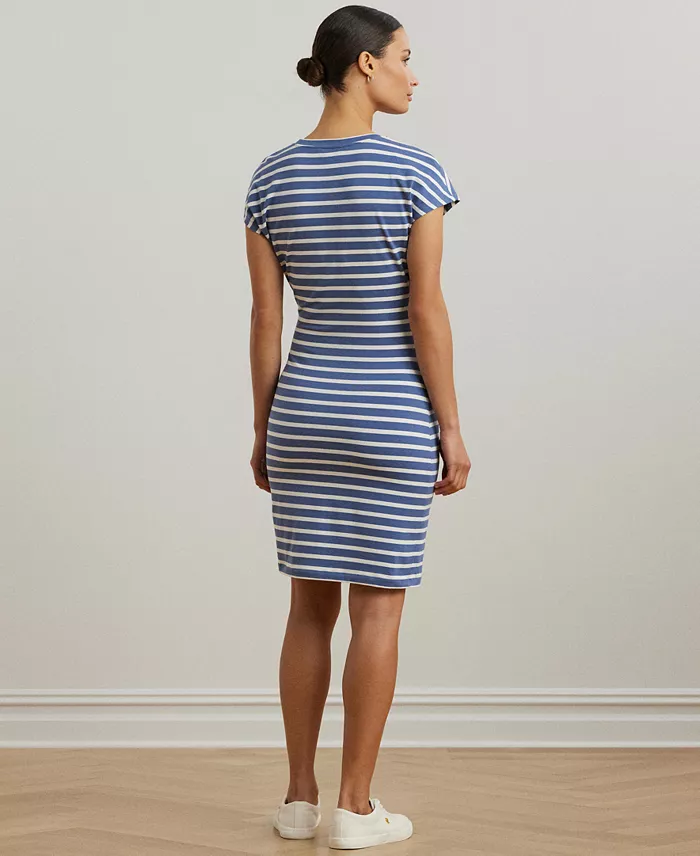 Lauren Ralph Lauren Women's Striped Tie-Front Jersey Dress Women's Fashion Shoes & Accessories