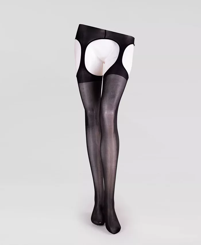 LECHERY Women's Lustrous Silky Shiny Sheer Suspender Crotchless High-Waist Pantyhose Tights Women's Fashion Shoes & Accessories