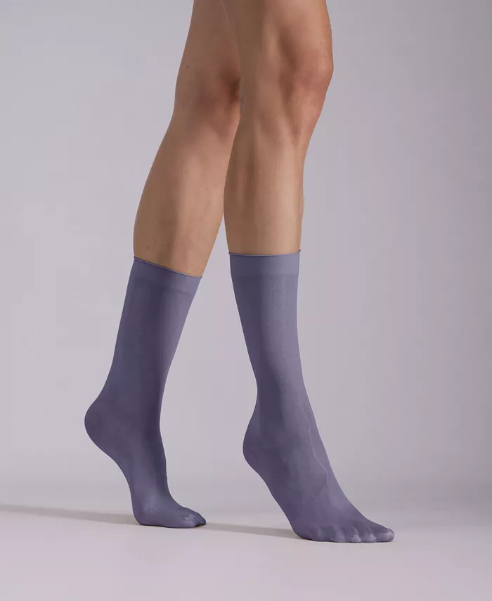 LECHERY Women's Set Of 2 Lustrous Silky Shiny Sheer Dress Socks SKU15002-BL Women's Fashion Shoes & Accessories