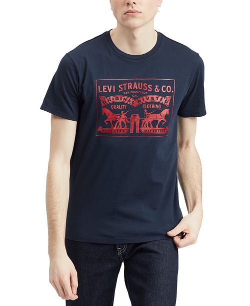 Levi's Men's 2-Horse Graphic Regular Fit Crewneck T-shirt Men's Fashion & Accessories