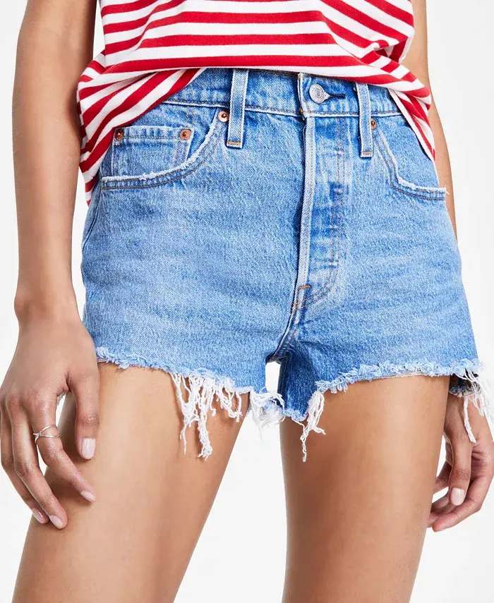 Levi's Women's 501 Button Fly Cotton High-Rise Denim Shorts Women's Fashion Shoes & Accessories