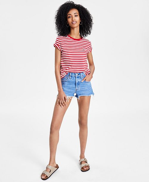 Levi's Women's 501 Button Fly Cotton High-Rise Denim Shorts Women's Fashion Shoes & Accessories