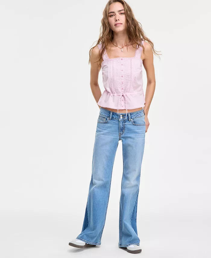 Levi's Women's Brynnley Cotton Lace-Trim Blouse Women's Fashion Shoes & Accessories