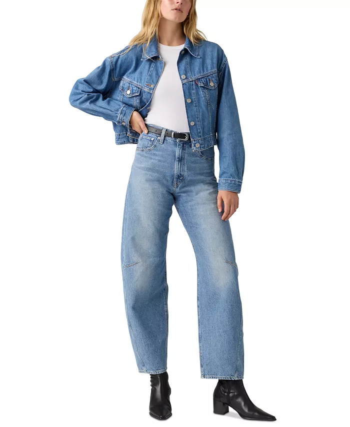Levi's Women's Cinch High-Rise Barrel-Leg Jeans Macy's Exclusive Women's Fashion Shoes & Accessories