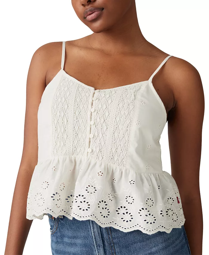 Levi's Women's Cora Embroidered Blouse Women's Fashion Shoes & Accessories