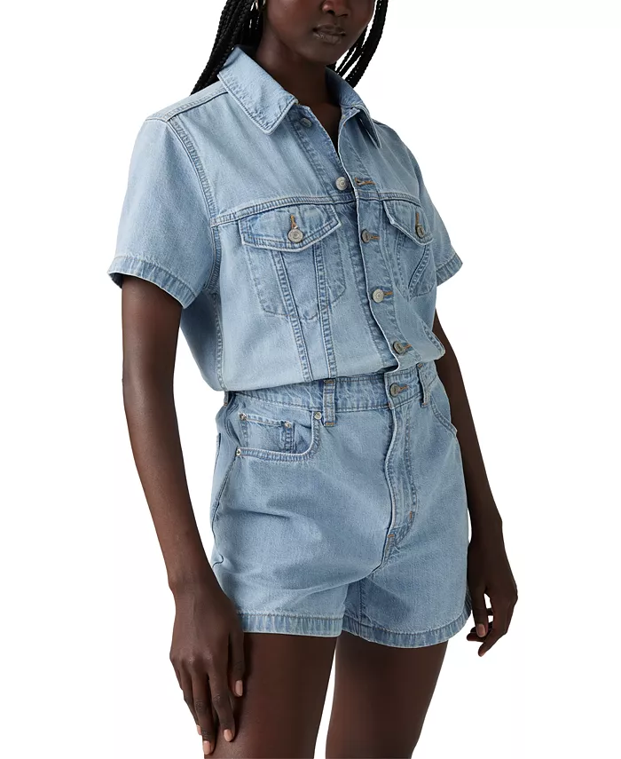 Levi's Women's Cotton Type III Denim Romper Women's Fashion Shoes & Accessories