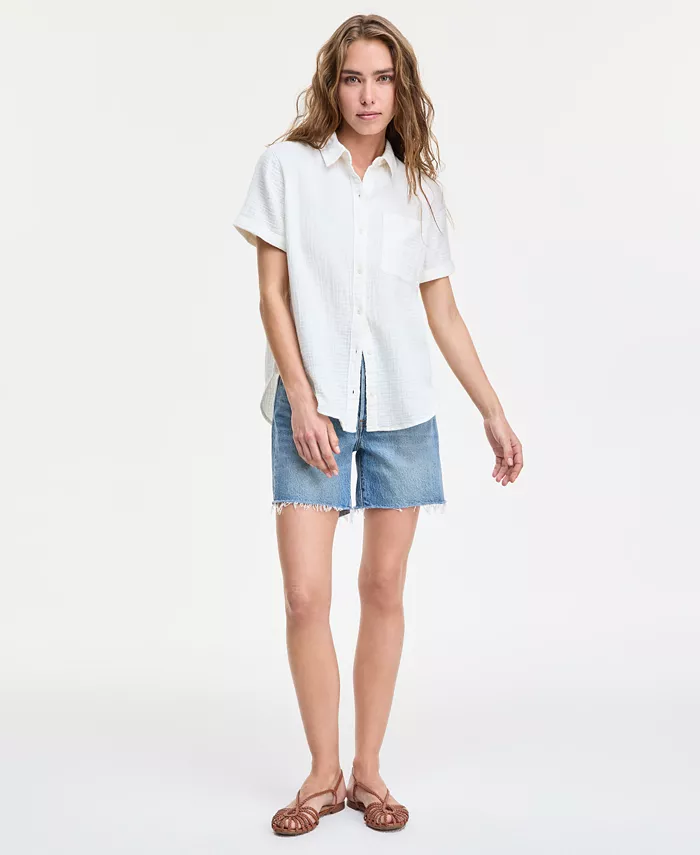 Levi's Women's Darlene Short-Sleeve Utility Shirt Women's Fashion Shoes & Accessories
