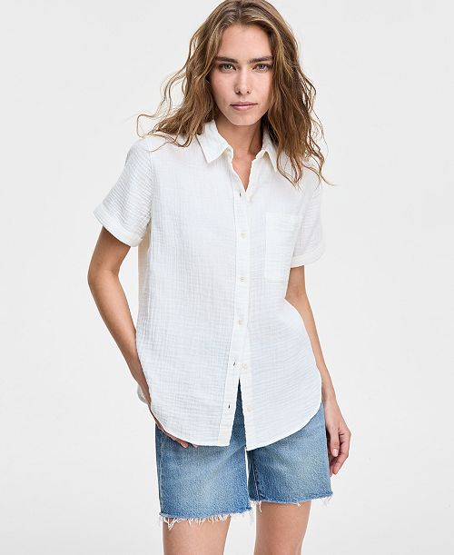 Levi's Women's Darlene Short-Sleeve Utility Shirt Women's Fashion Shoes & Accessories