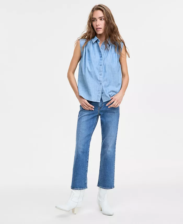 Levi's Women's Gracen Cotton Button-Front Blouse Women's Fashion Shoes & Accessories