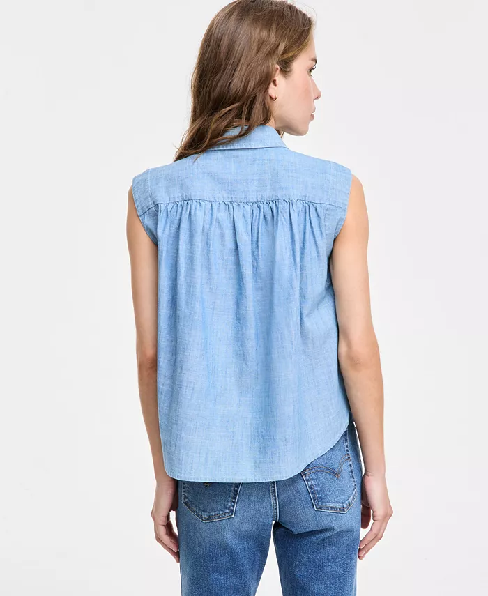 Levi's Women's Gracen Cotton Button-Front Blouse Women's Fashion Shoes & Accessories