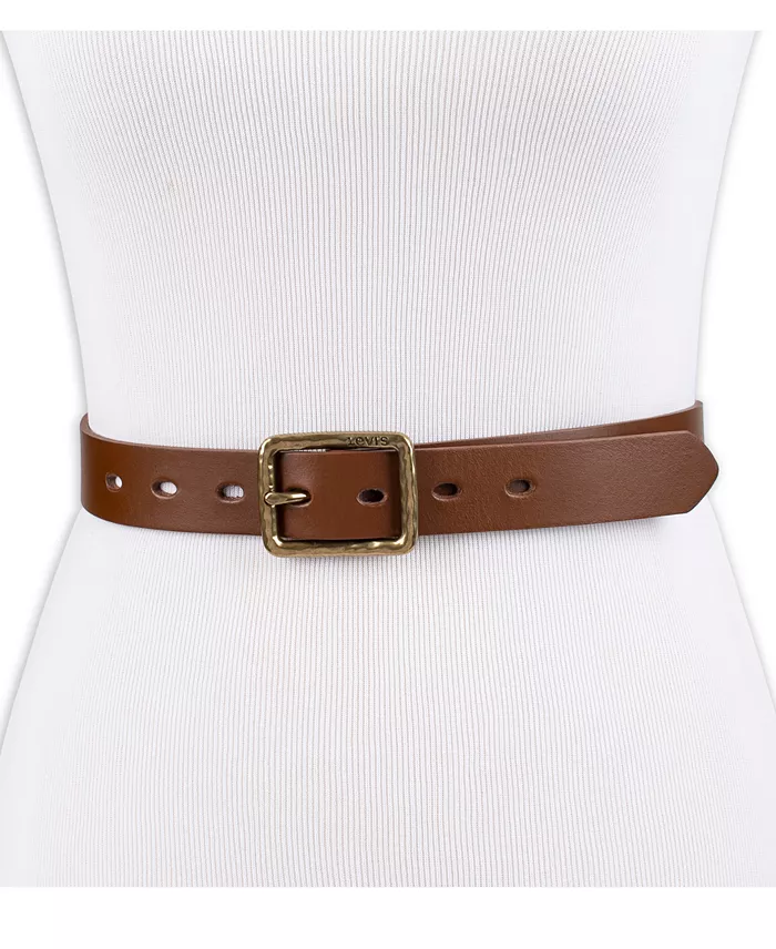 Levi's Women's Hammered Center Bar Buckle Casual Leather Belt Women's Fashion Shoes & Accessories