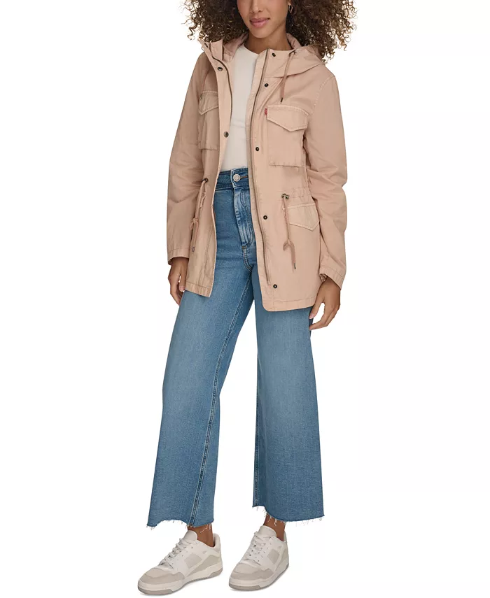 Levi's Women's Lightweight Washed Cotton Military Jacket Women's Fashion Shoes & Accessories