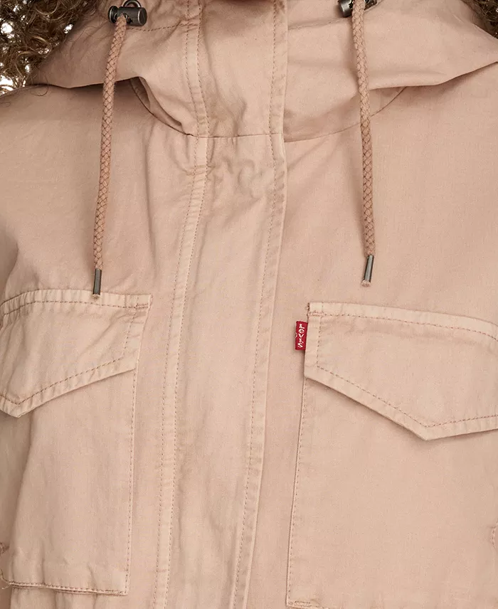 Levi's Women's Lightweight Washed Cotton Military Jacket Women's Fashion Shoes & Accessories