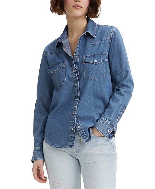 Levi's Women's The Ultimate Western Cotton Denim Shirt Women's Fashion Shoes & Accessories