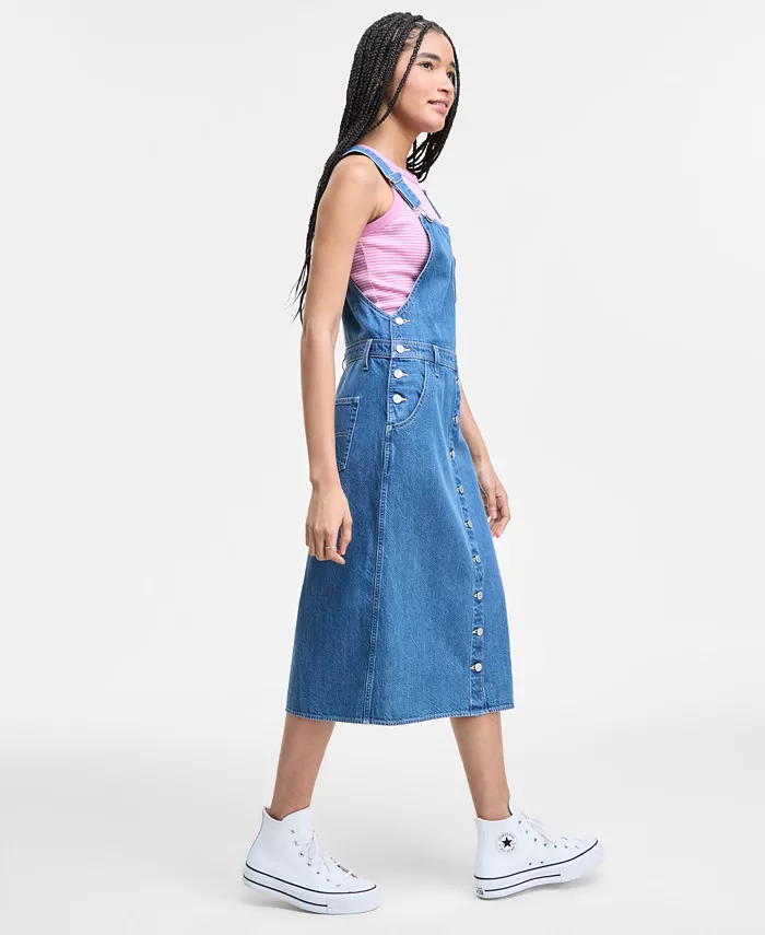 Levi's Women's Tico Cotton Denim Jumper Dress Women's Fashion Shoes & Accessories