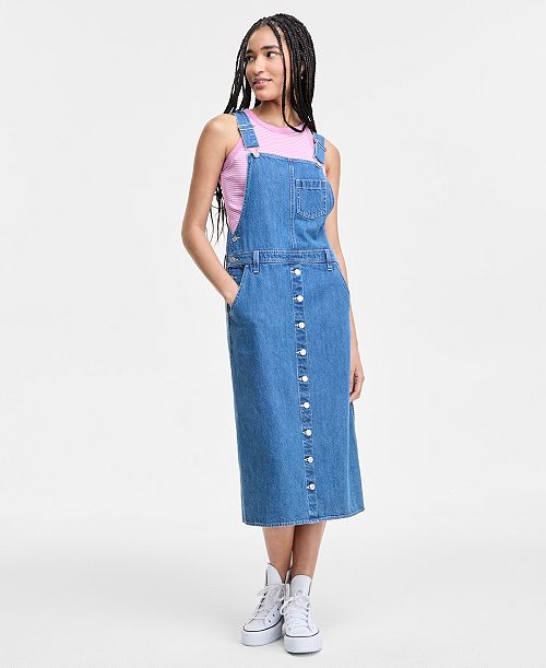 Levi's Women's Tico Cotton Denim Jumper Dress Women's Fashion Shoes & Accessories