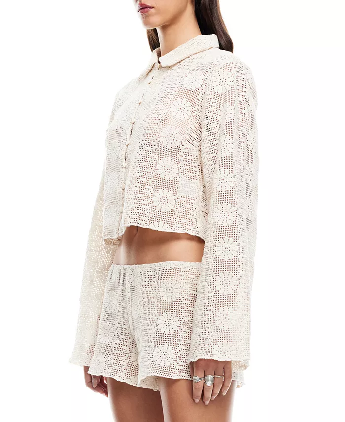 Lioness Women's Cotton Lace Babydoll Top Women's Fashion Shoes & Accessories