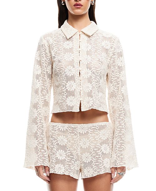 Lioness Women's Cotton Lace Babydoll Top Women's Fashion Shoes & Accessories