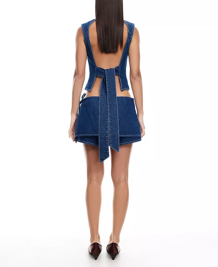 Lioness Women's Countryside Denim Crop Top Women's Fashion Shoes & Accessories