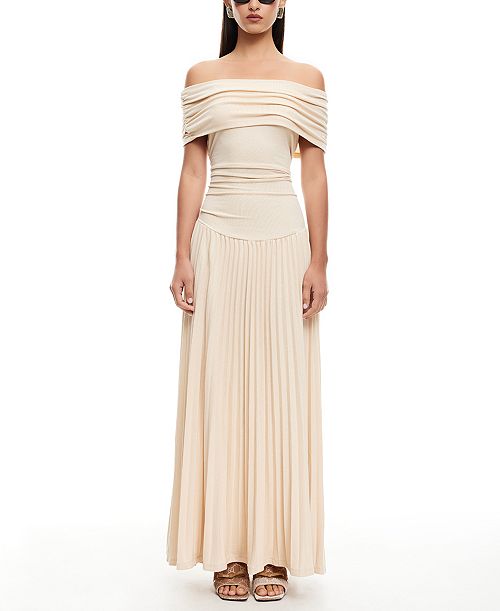 Lioness Women's Field Of Dreams Off-The-Shoulder Maxi Dress Women's Fashion Shoes & Accessories