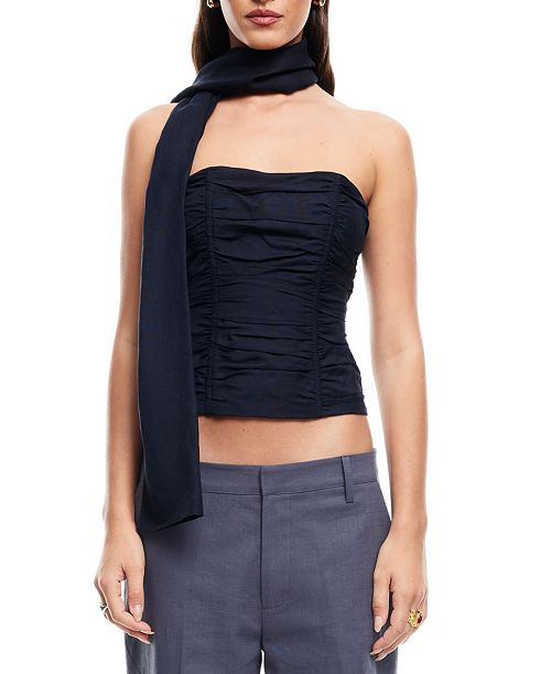 Lioness Women's Island Ruched Scarf-Trim Tube Top Women's Fashion Shoes & Accessories