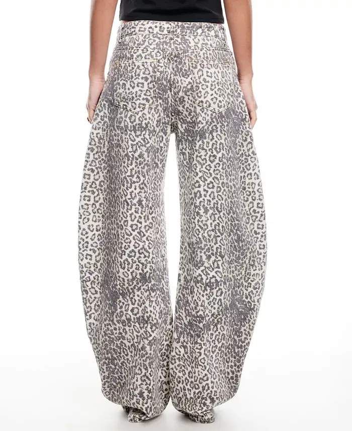 Lioness Women's Leopard-Print Horseshoe Jeans Women's Fashion Shoes & Accessories