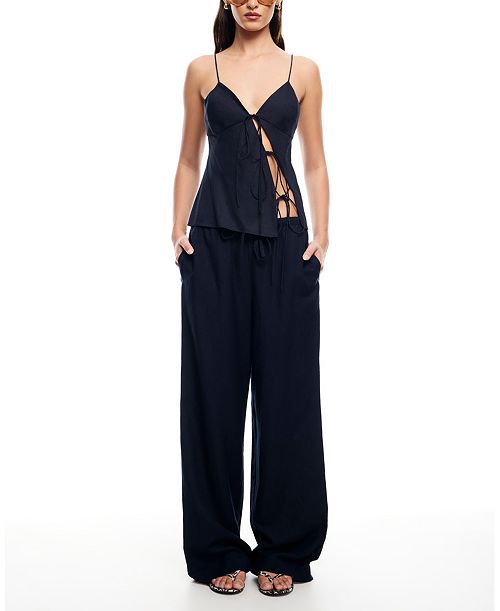 Lioness Women's Linen-Blend Idyllic Pants Women's Fashion Shoes & Accessories