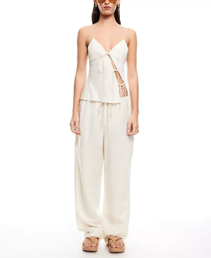 Lioness Women's Mariah Triple-Tie Asymmetric Slit-Front Top Women's Fashion Shoes & Accessories