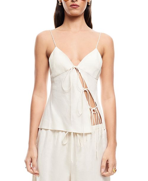 Lioness Women's Mariah Triple-Tie Asymmetric Slit-Front Top Women's Fashion Shoes & Accessories