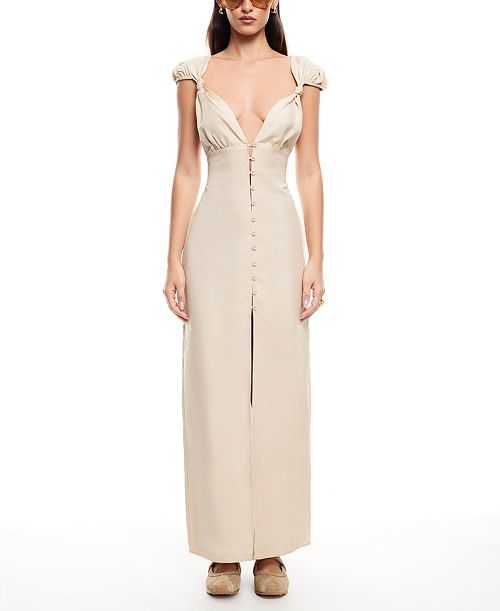 Lioness Women's Meadow Linen-Blend Maxi Dress Women's Fashion Shoes & Accessories