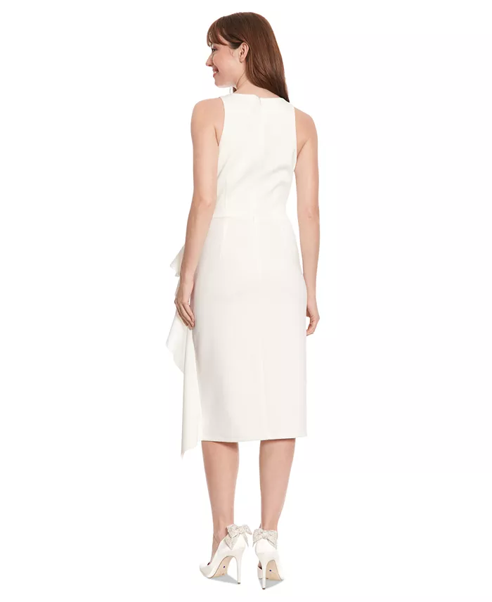 London Times Petite Surplice-Neck Side-Ruffle Midi Dress Women's Fashion Shoes & Accessories