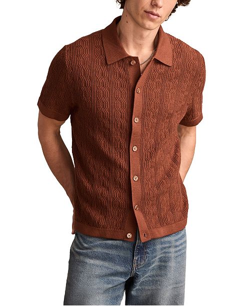 Lucky Brand Men's Short Sleeve Button Down Sweater Men's Fashion & Accessories