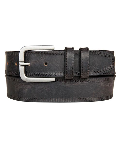 Lucky Brand Men's Triple Needle Stitched Leather Belt Men's Fashion & Accessories