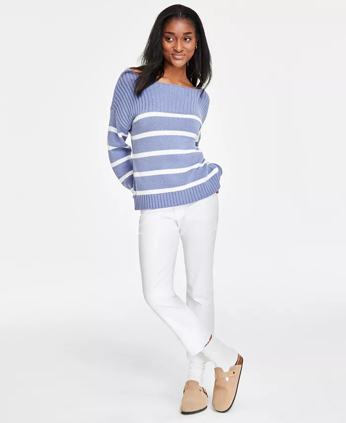 Lucky Brand Women's Striped Boat-Neck Sweater Women's Fashion Shoes & Accessories
