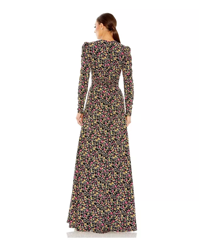 Mac Duggal Women's Ieena Floral Long Sleeve Gown Women's Fashion Shoes & Accessories