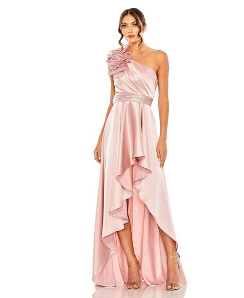 Mac Duggal Women's Ruffled One Shoulder Cut Out Hi-Low Gown Women's Fashion Shoes & Accessories