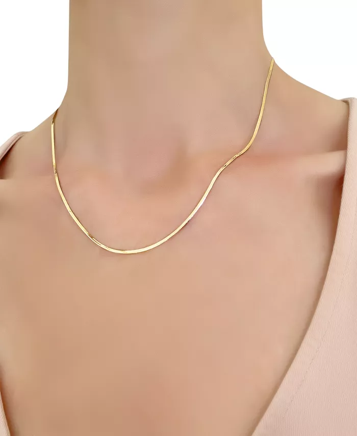 Macy's 18" Flat Herringbone Chain Necklace (1-1/4mm) In 14k Gold Jewelry & Watches