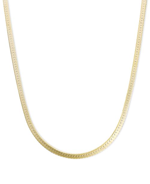 Macy's 18" Flat Herringbone Chain Necklace (1-1/4mm) in 14k Gold Jewelry & Watches