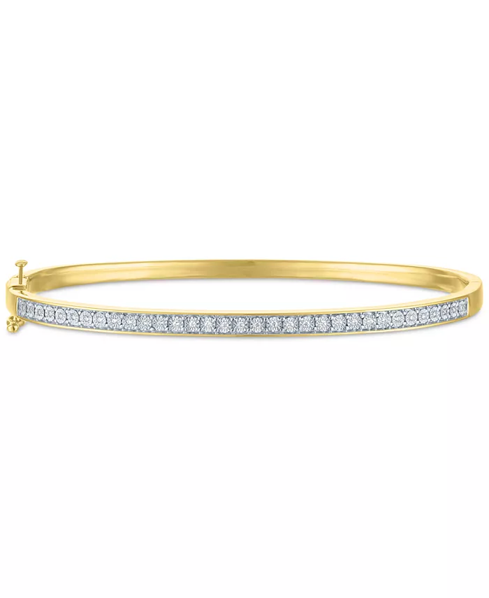 Macy's 2-Pc. Set Diamond Bangle Bracelets (1/5 Ct. T.w.) In 14k Gold-Plated Sterling Silver Jewelry & Watches