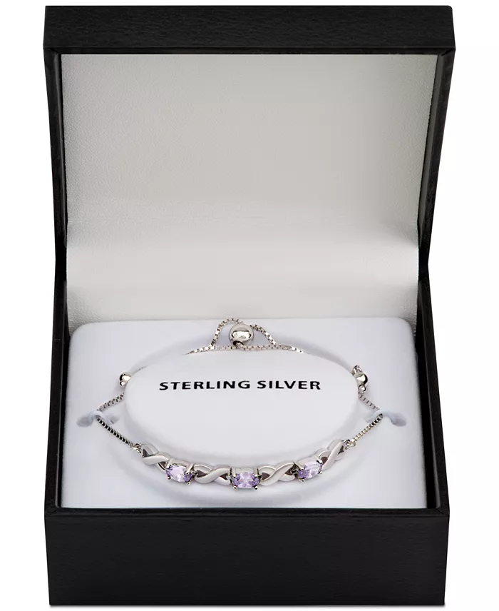 Macy's Amethyst Bolo Bracelet (1-3/4 Ct. T.w.) In Sterling Silver (Also In Blue Topaz Sapphire & Simulated Opal) Jewelry & Watches